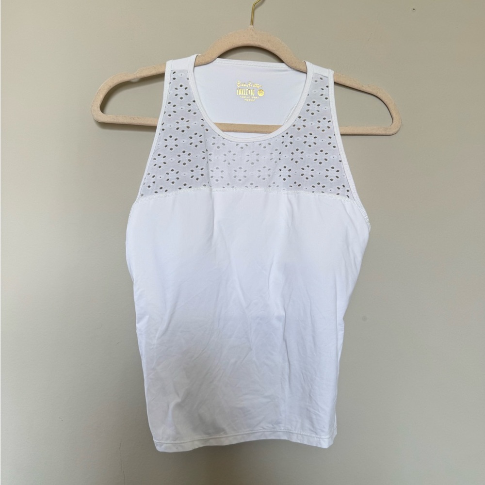 Lilly Pulitzer White Eyelet Racerback Tank Top